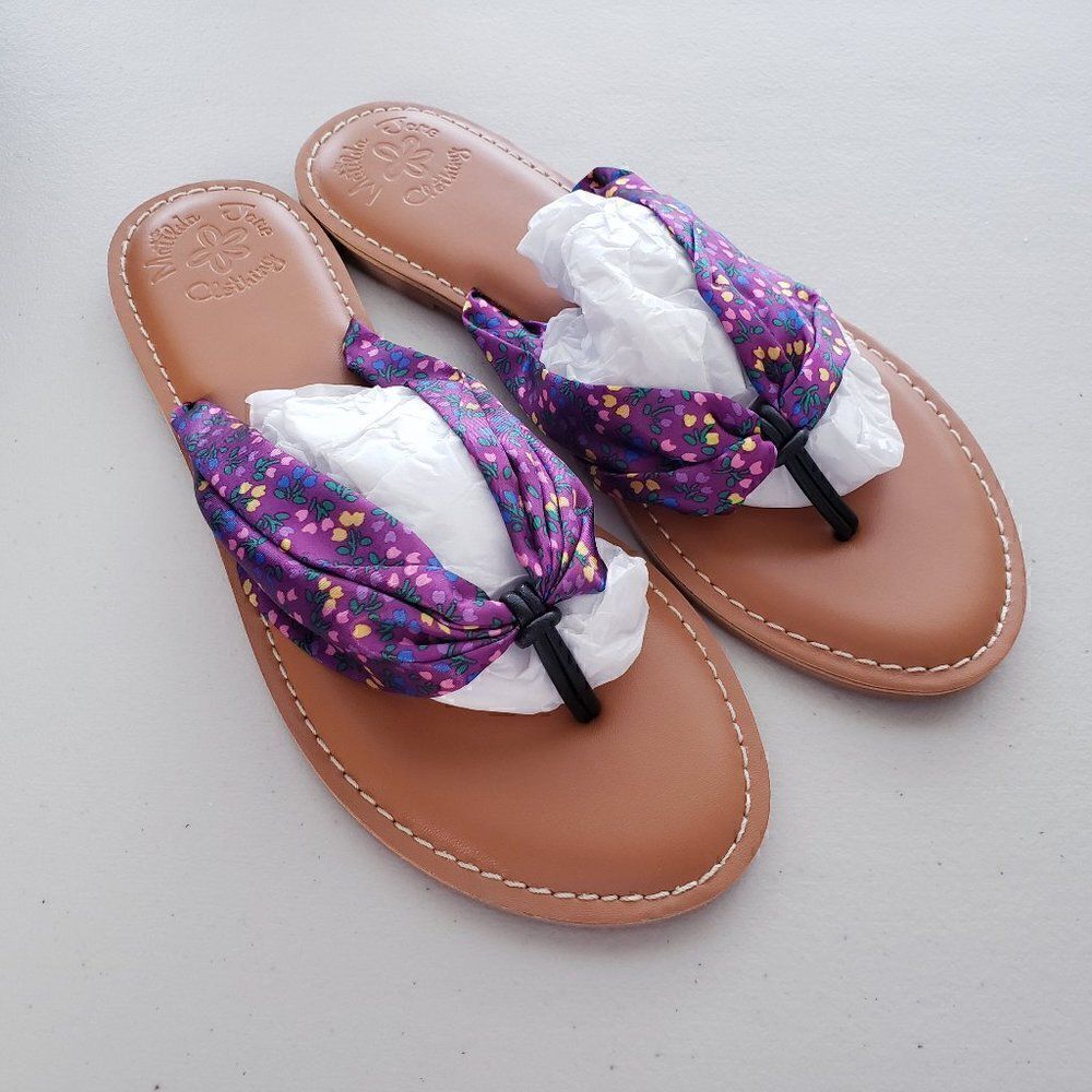 NEW Matilda Jane Toes In The Sand flip Flop Sandals Size 7 Purple Tulip W/ Bag